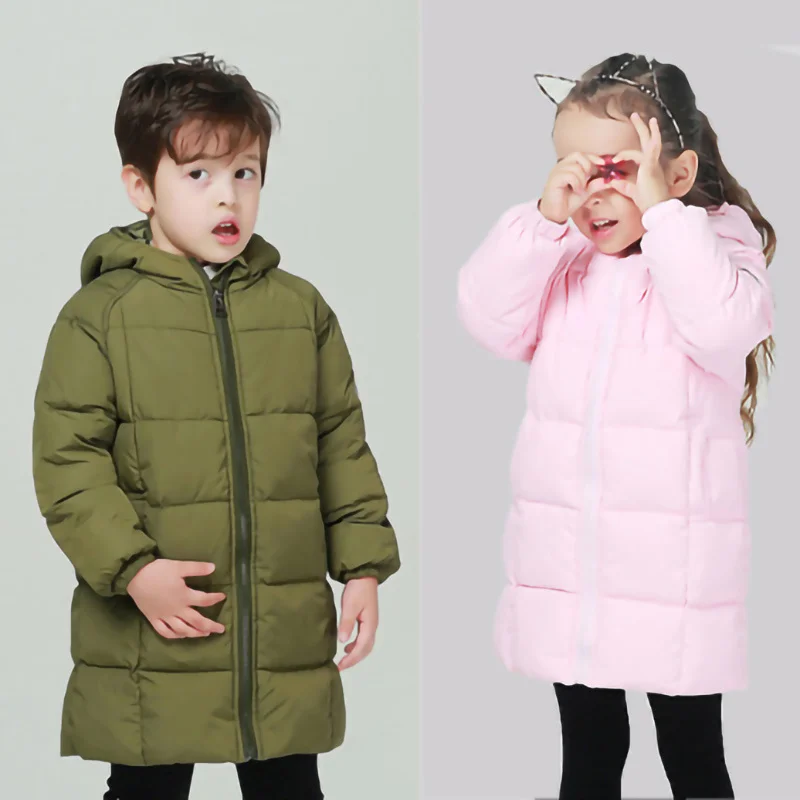 

Детский пуховик с капюшоном, для мальчиков и девочек-подростков