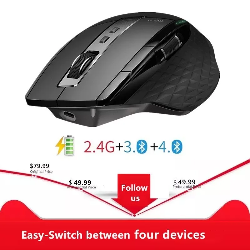 

NEW2023 New Original Rechargeable Multi-mode Wireless Mouse Easy-Switch between 2.4G and Bluetooth-compatible for PC and Mac