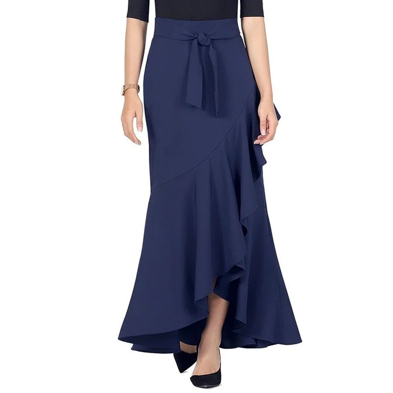 

Women Skirts Stitching Belt Long Skirt Plaid Skirt Autumn Winter Europe and The United States Women's Cotton Polyester Clothing