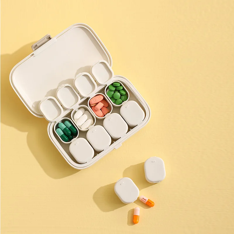 

Household Medicine Box Grid Design 8 Grids Combination Medicine Box Sealing And Moisture-proof Portable Mini Storage Box