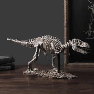 Resin Tyrannosaurus Rex Skeleton Statue Jurassic Parked Simulated Crafts Museum Night Ornaments Sculpture Home Room Decoration