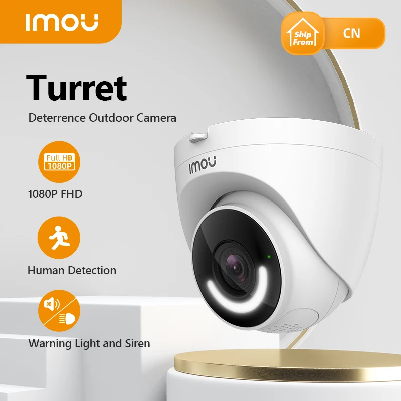 Pаспродажа Dahua Imou Turret 1080P умная камера видеонаблюдения со световой и звуковой сигнализацией H.265 ночное видение активное сдерживание обнаружение людей ...