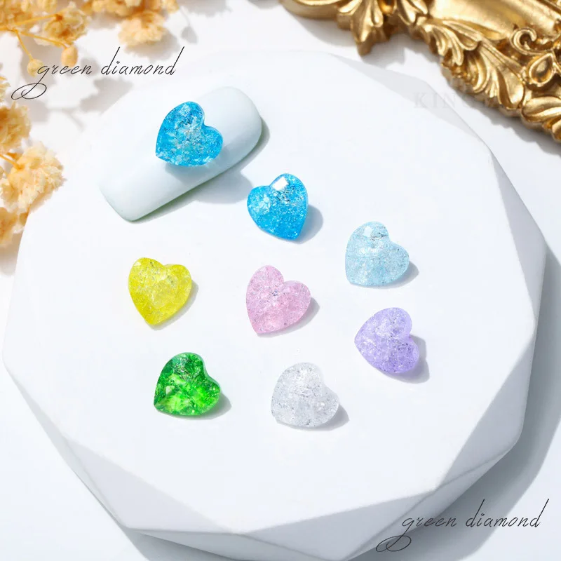 

Crusher Snowflake: Niche Macaroon Pink Heart Crystal Snow Glass Diamond Faceted Summer Rainbow Rhinestone Nail Art Jewel Gems 3D