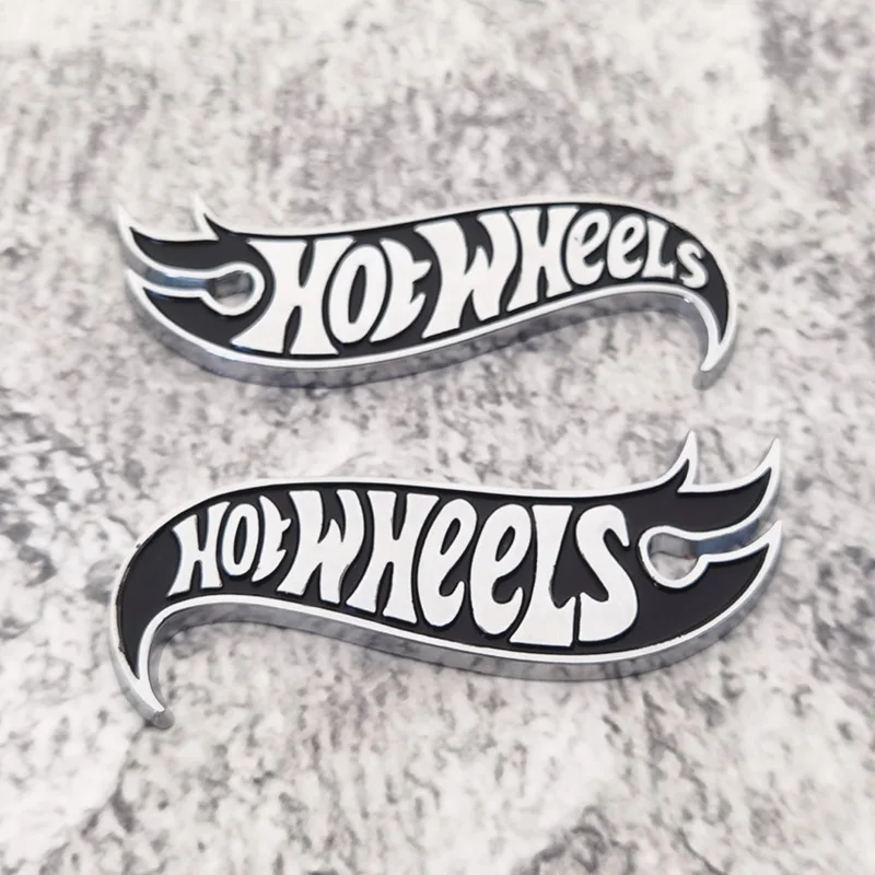 1 пара металлических наклеек, эмблема Hot Wheels, наклейка, украшение для стайлинга автомобилей, стандартная наклейка, значок на кузов, боковой значок