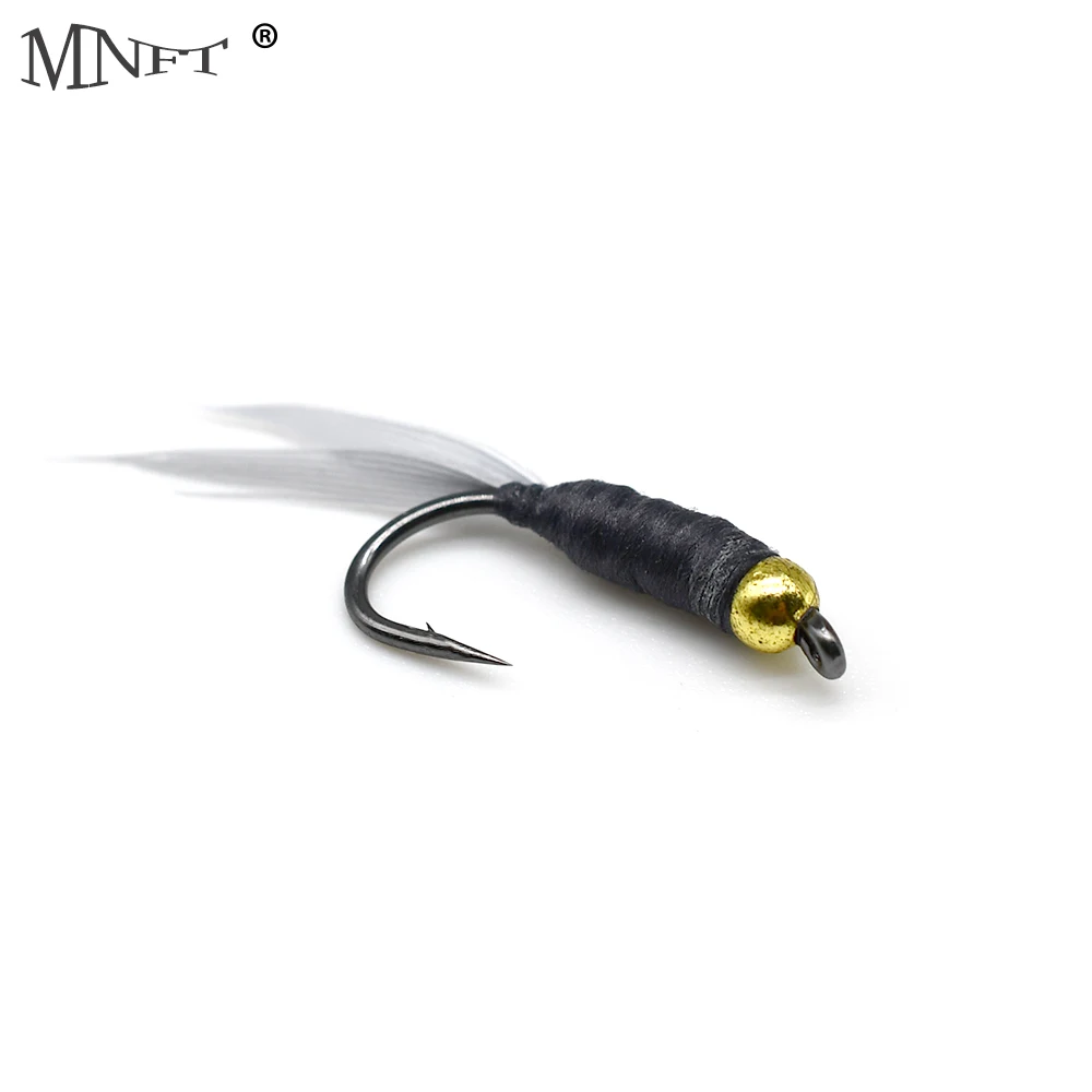 

MNFT 10Pcs/Pack Bead Head Black Body Nymph Fly Trout Fly Fishing Baits Lures 9#