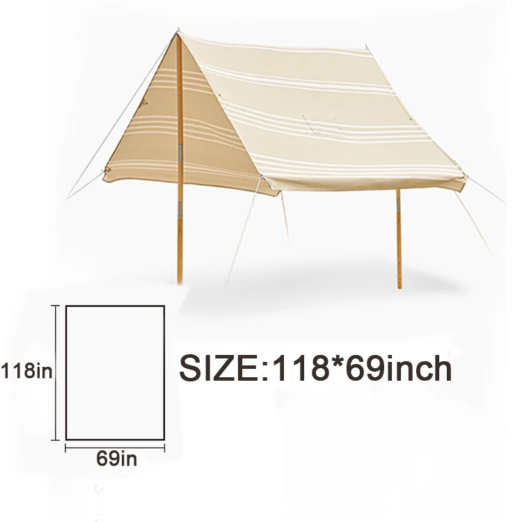 

300*175CM Durable T/C Oxford Fabric Lightweight Portable Shelter Sun Shade Awning With 6pcs Pegs 6pcs Slings 2pcs Poles