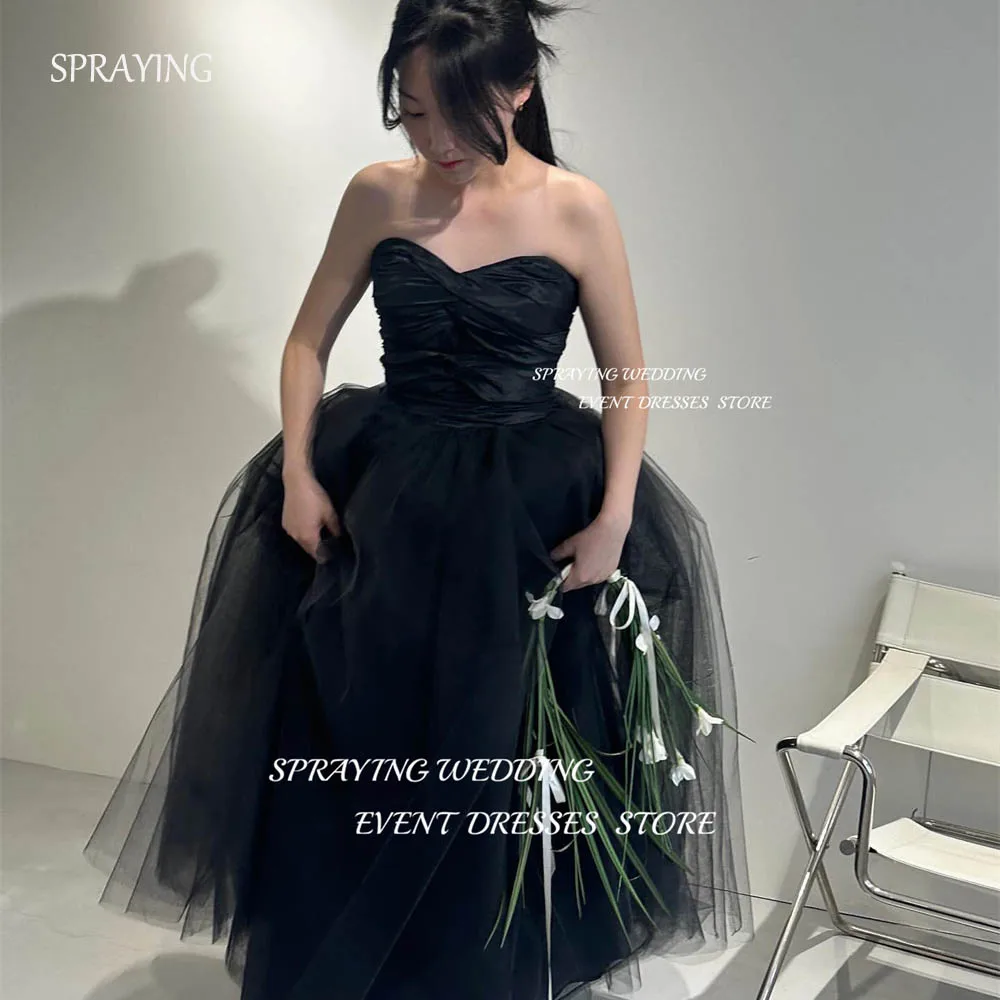 ВЕСНАЯ Простая милая складка Корейское свадебное платье Длинное для выпускного