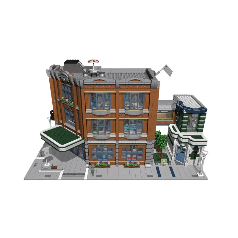 

MOC-40972 City Street View HOSPITAL Corner Garage Assembly Building Block Model • 4439 Parts Children's Birthday Custom Toy Gift