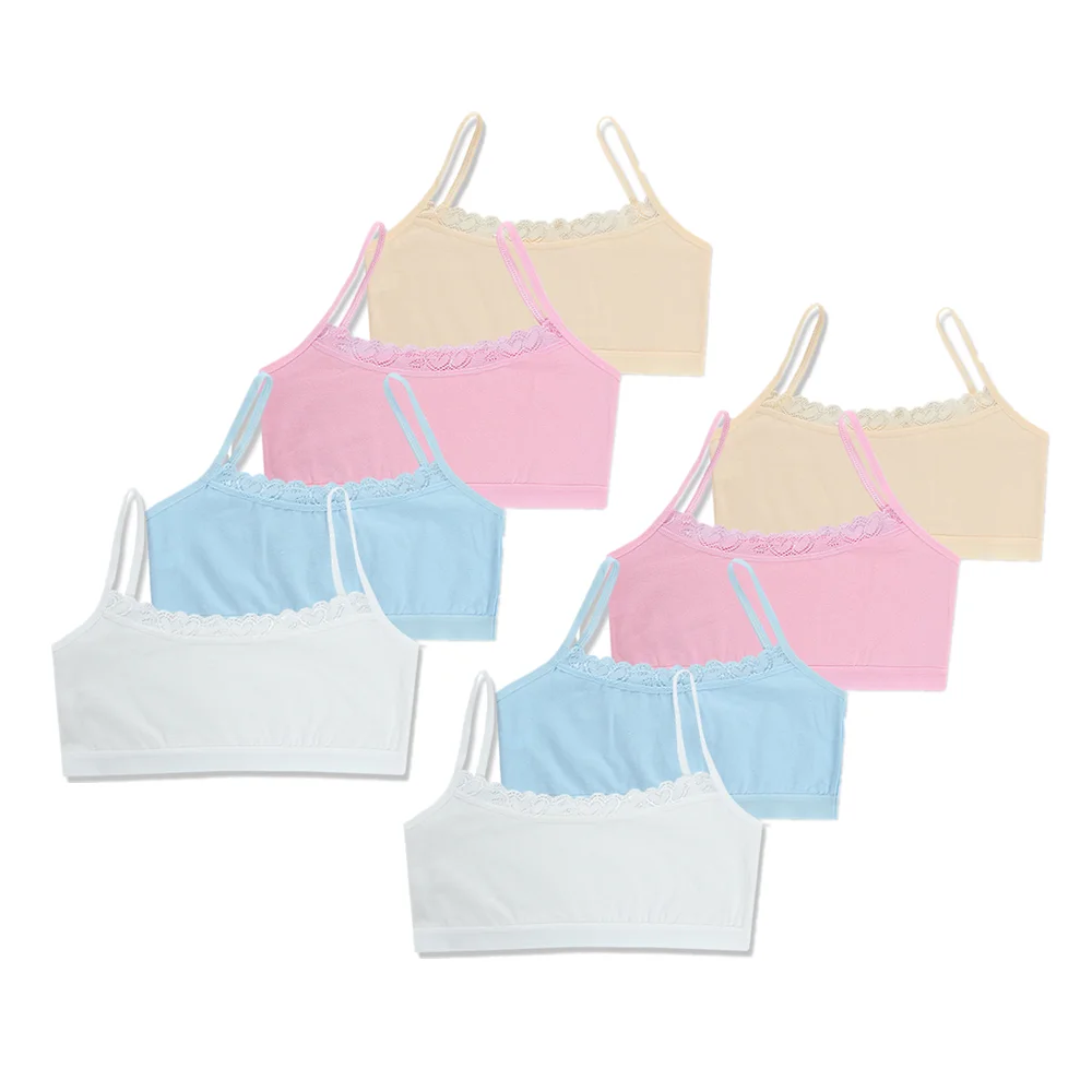 

8Pc/Lot Young Girls Lace Bra Puberty Teenage Soft Cotton Underwear Training Bra Crop Top 8-14years