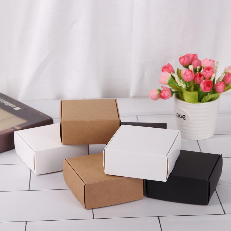 

30/50Pcs/Lot Blank Kraft Handmade Soap Box White Cardboard Paper Jewelry Box Wedding Party Favor Black Craft gift Box