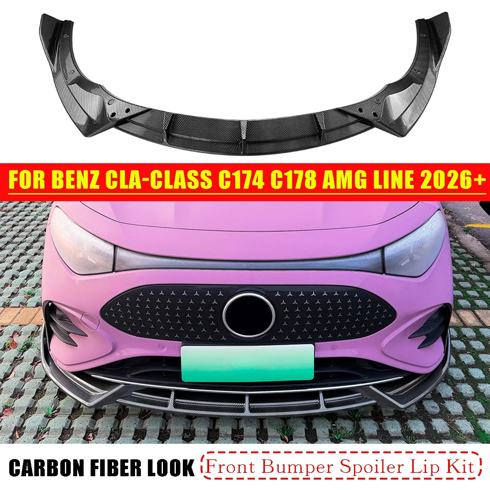 Фото Для Mercedes-Benz CLA C174 C178 Line 2026+ Передний бампер, сплиттер-накладка №1