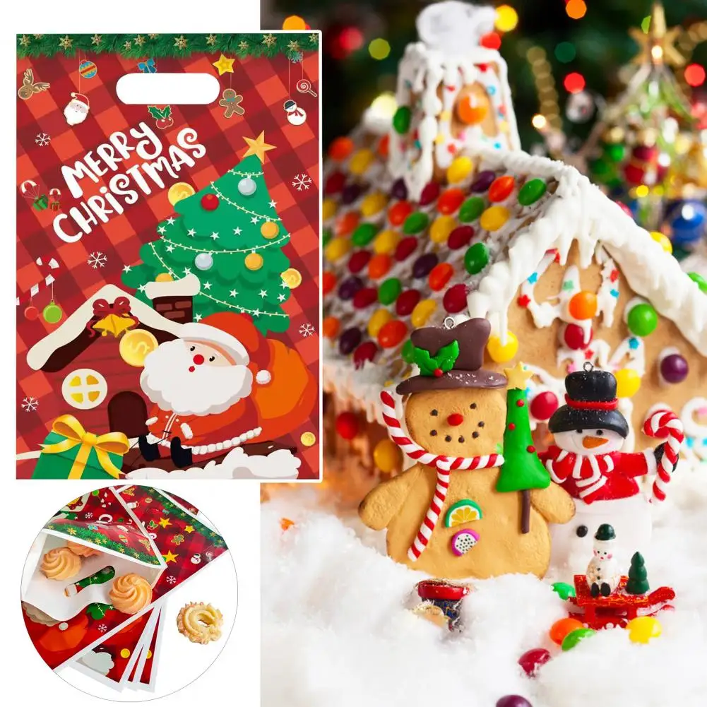 

Christmas Themed Goody Bags Festive Christmas Gift Bags Santa Claus Deer Pattern Packaging for Holiday Decor Xmas Party