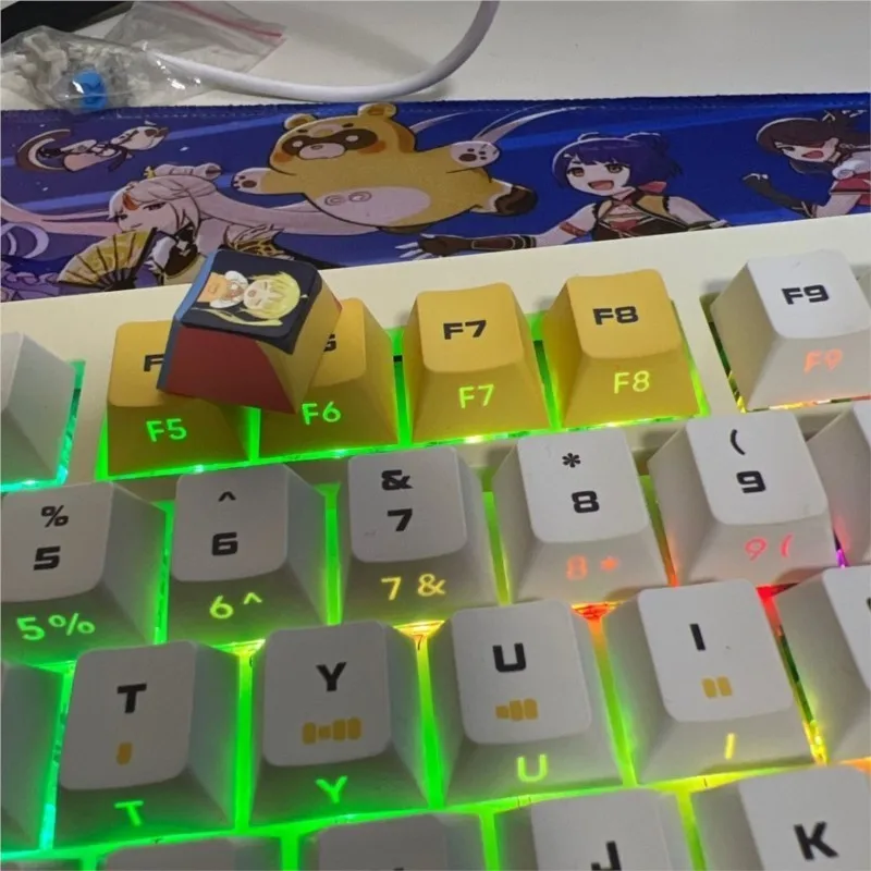 128 клавиши аниме колпачки для клавиш желтый PBT односторонняя Тепловая Сублимация