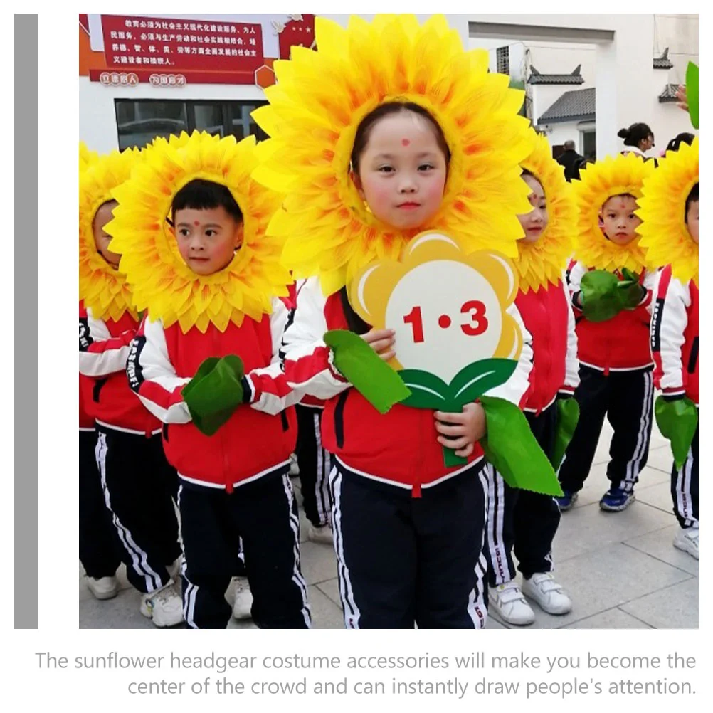 

Sunflower Headgear Costume Accessory Fun Performance Props Hat Funny Headwear Headpiece Kids Silk Cloth Child