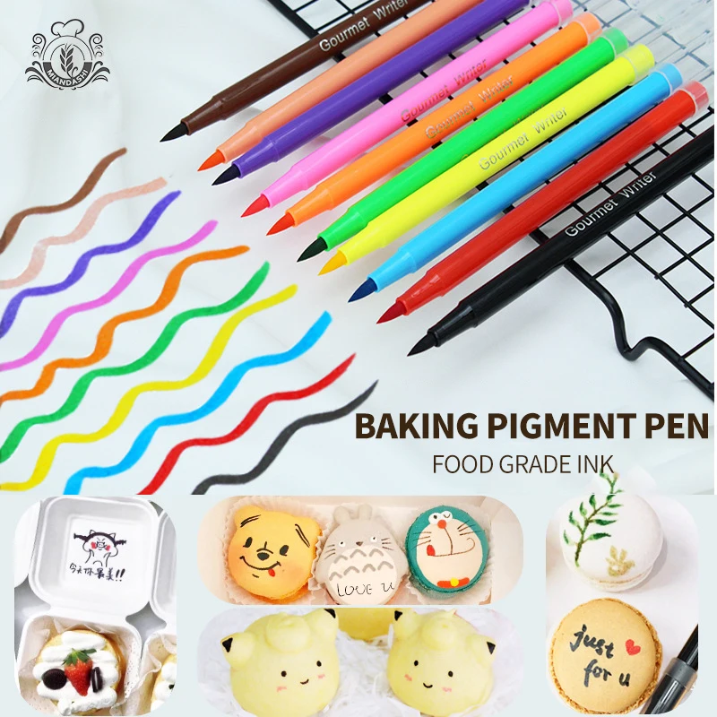

Baking cake painting hook edge writing pigment pen food grade ink biscuit DIY hand drawn macarone writing pigment pen 10 colors