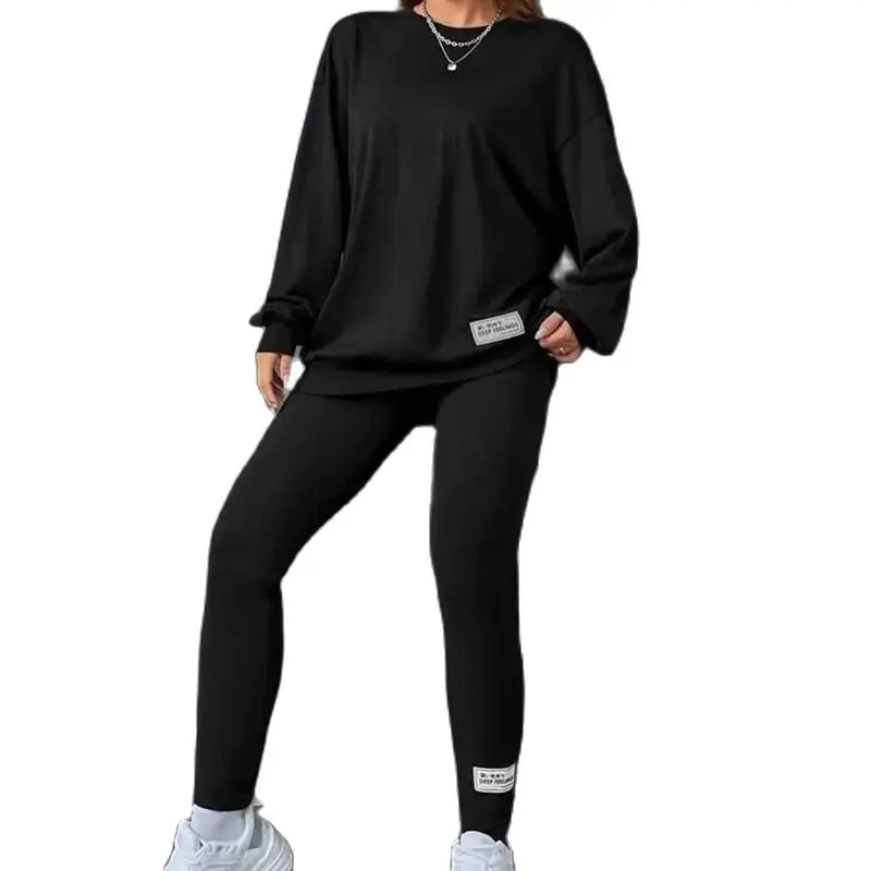 

Повседневные пуловеры, свитер с круглым вырезом и облегающие брюки для йоги, женские комплекты из двух предметов для занятий бегом и фитнес...