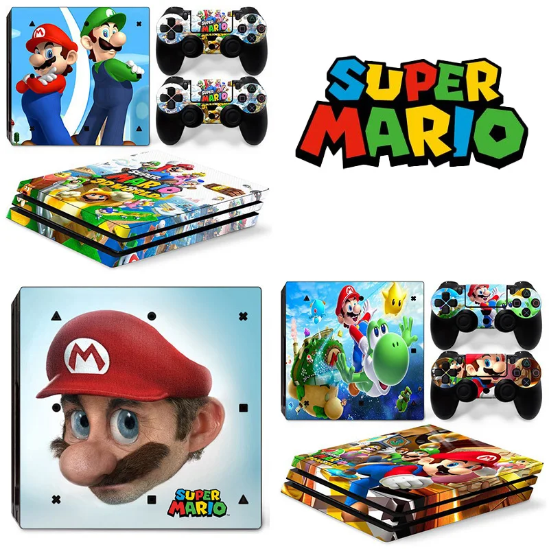 Мультяшные цветные наклейки Super Mario PS4 Pro для консоли тематические на все тело