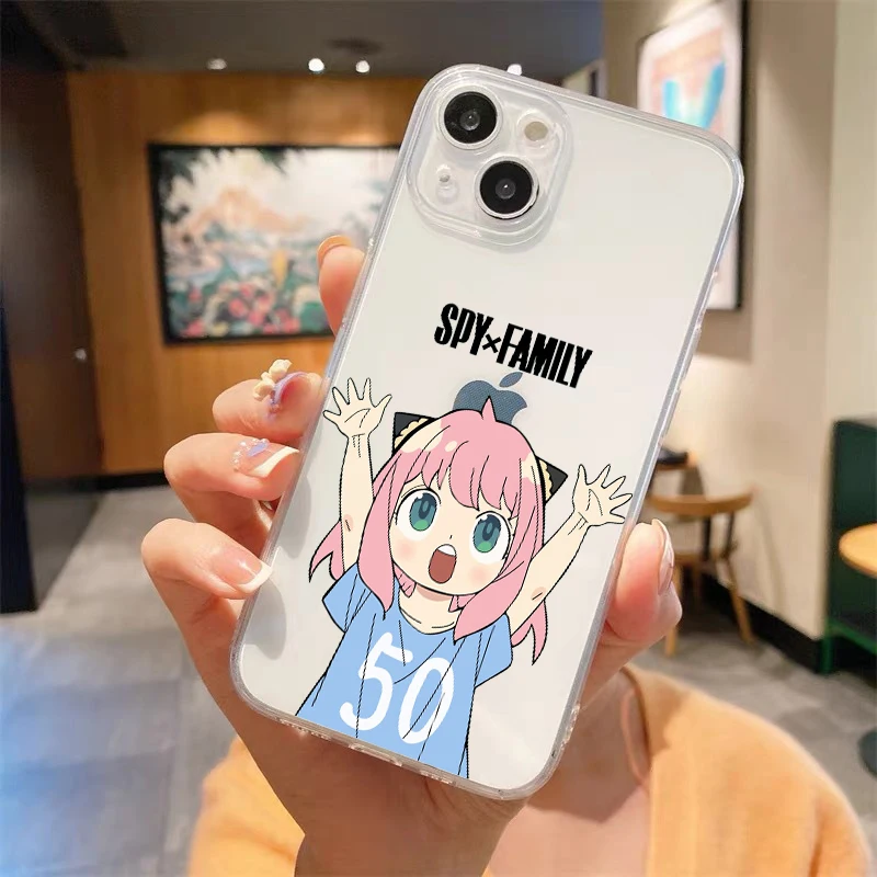 Cute Anya Forger Spy X Family Shockproof Clear Phone Case For iPhone 14 13 12 11 Pro Max 7 8 Plus X XR XS Max SE 2022 Soft Cover