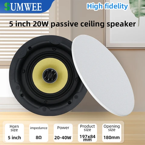 5,25 коаксиальный Высокоточный сабвуфер, Пассивный потолочный динамик полного диапазона, интеллектуальная звуковая система для домашнего фона, музыкального кинотеатра