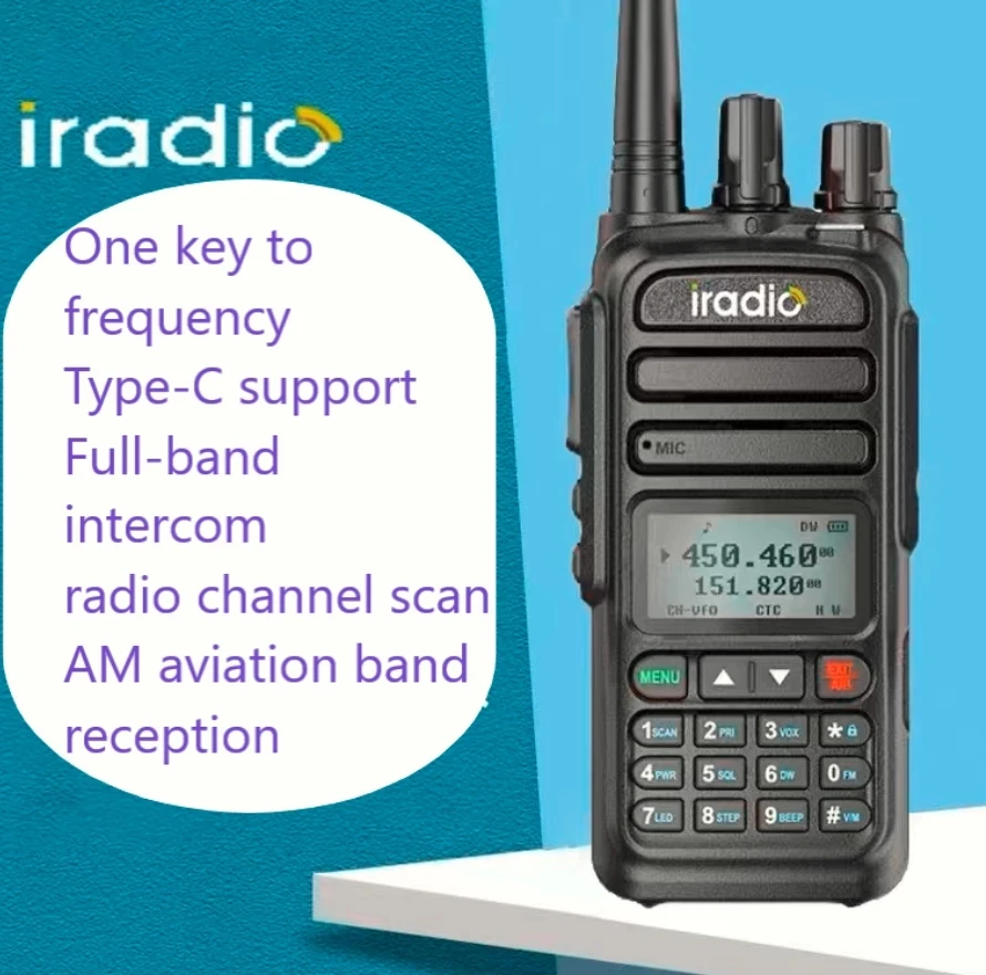 Iradio uv83 Radio Weather Channel 6 Bands Amateur Ham Two Way Radio 128CH Walkie Talkie Air Band Color Police Scanner Marine