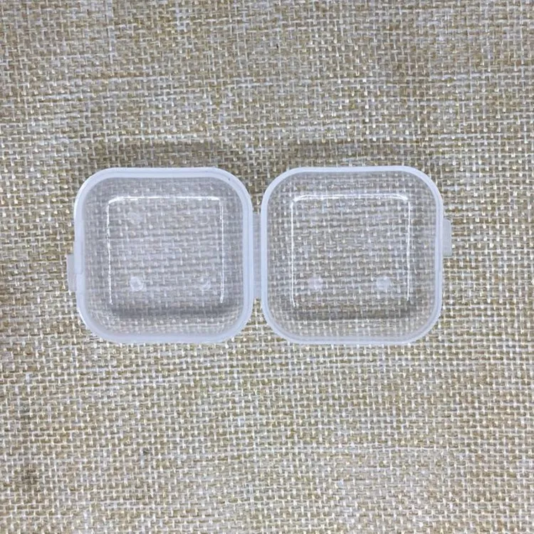 

50PCS Empty Plastic Clear Mini Empty Square Small Box Jewelry Ear Plugs Container Nail Art Colorful Decor Diamond Storage Case