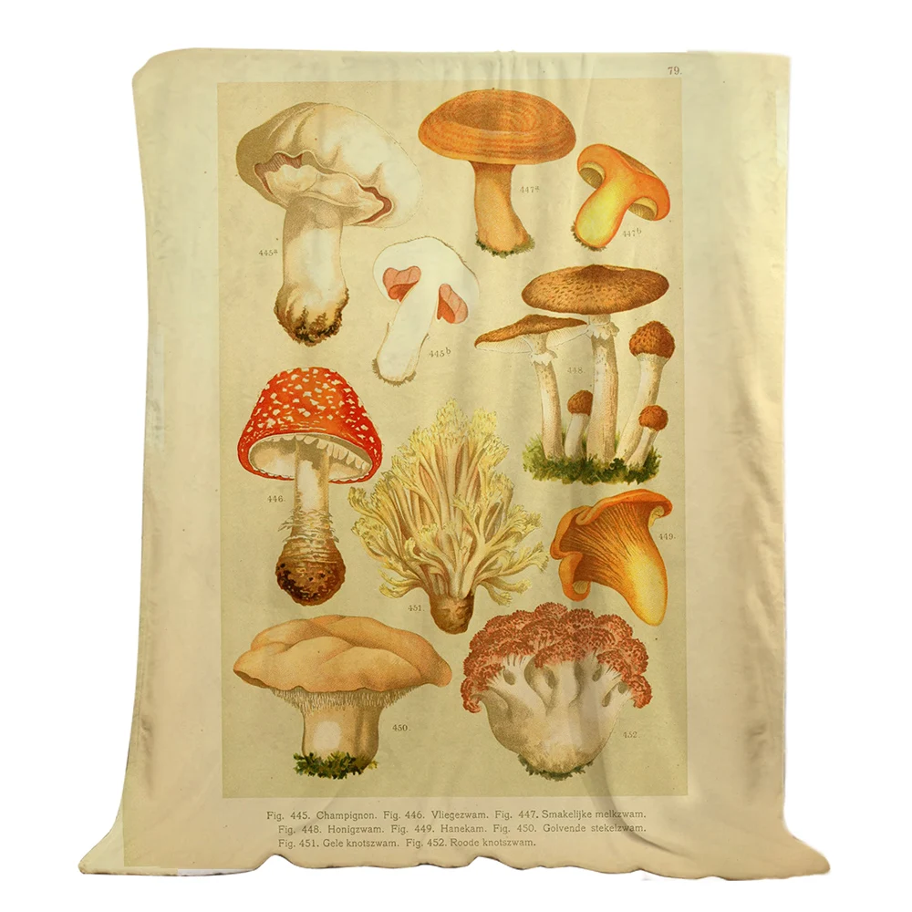 

CLOOCL Retro Mushroom Blanket Funny Plant Popular Science 3D Printed Flannel Nap Throw Quilt Blankets for Beds Dropshipping