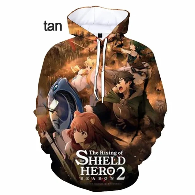 

Осенняя Толстовка The Rising Of The Shield Hero с 3D принтом из аниме, мужская женская одежда, повседневные модные удобные толстовки для пар