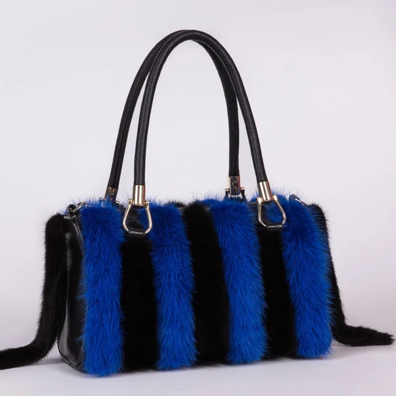 Winter Handbags Women Handbags Luxury Designer New Genuine Leather Handbags Womens Red Bags For Shoulder Mink Fur Bag