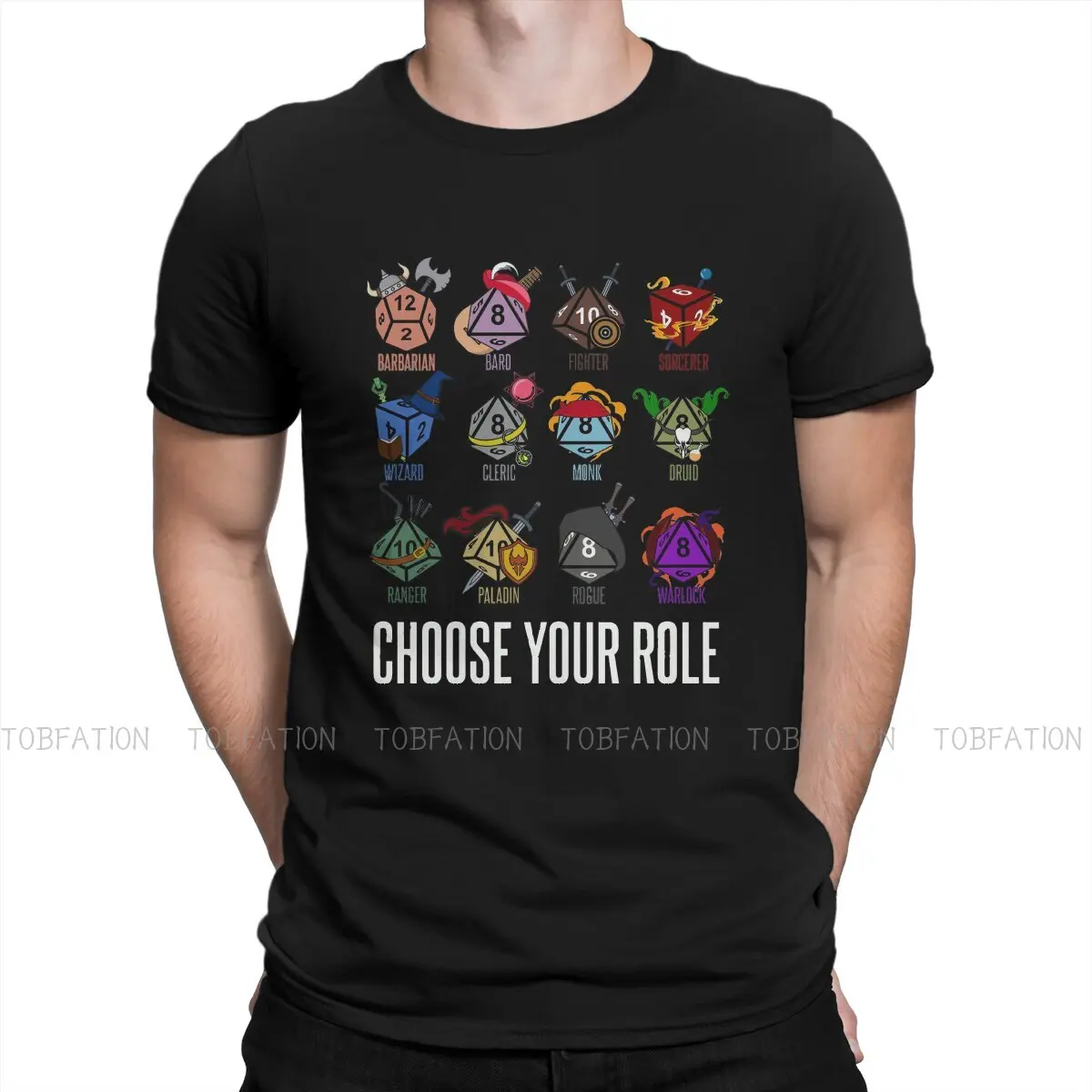 

DnD Character Class Hit Dice Tshirt Homme Men's Streetwear Blusas Loose Cotton T Shirt For Men