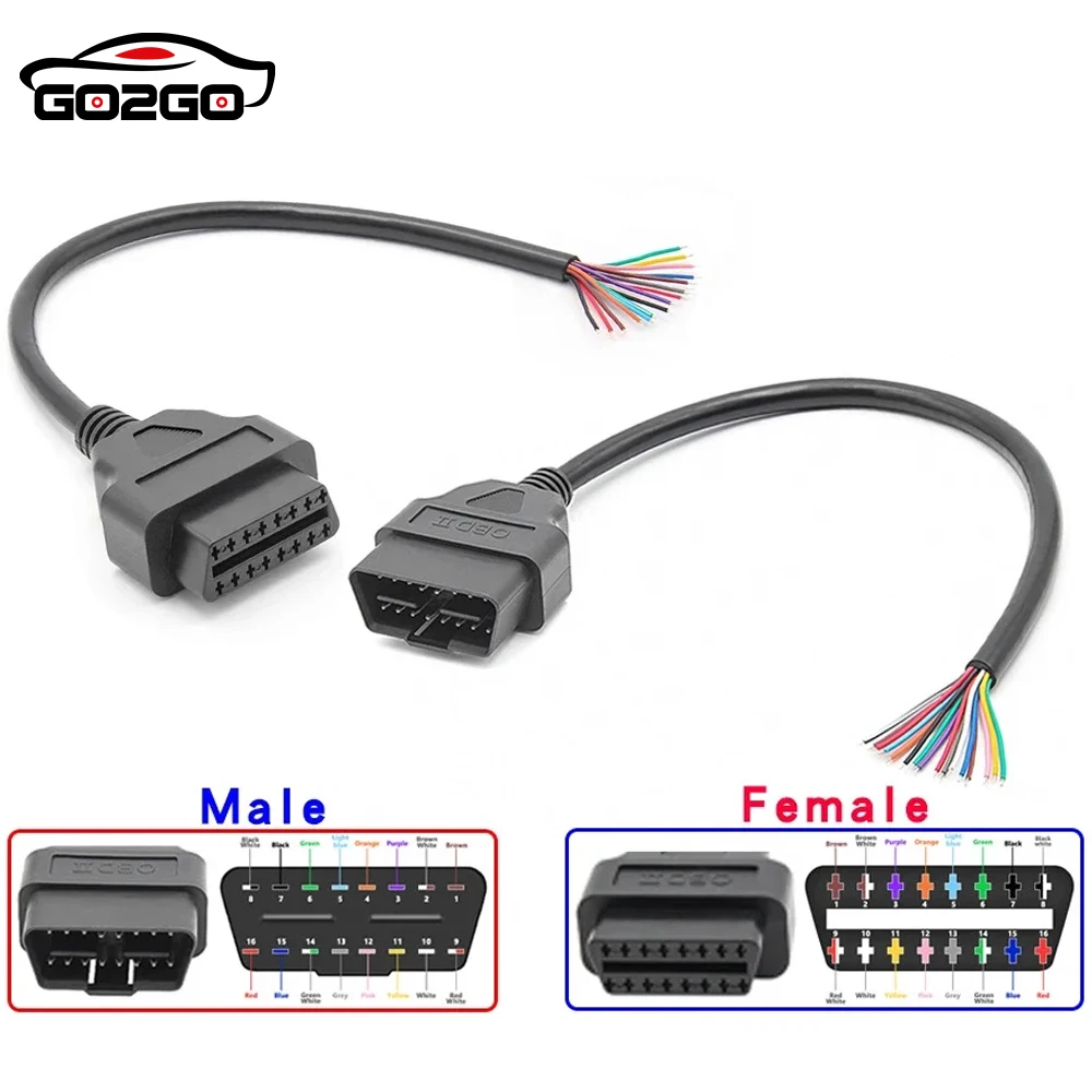 30/60/100 см 16-контактный разъем мама-папа DIY OBD 2 OBD2 автоматический удлинительный