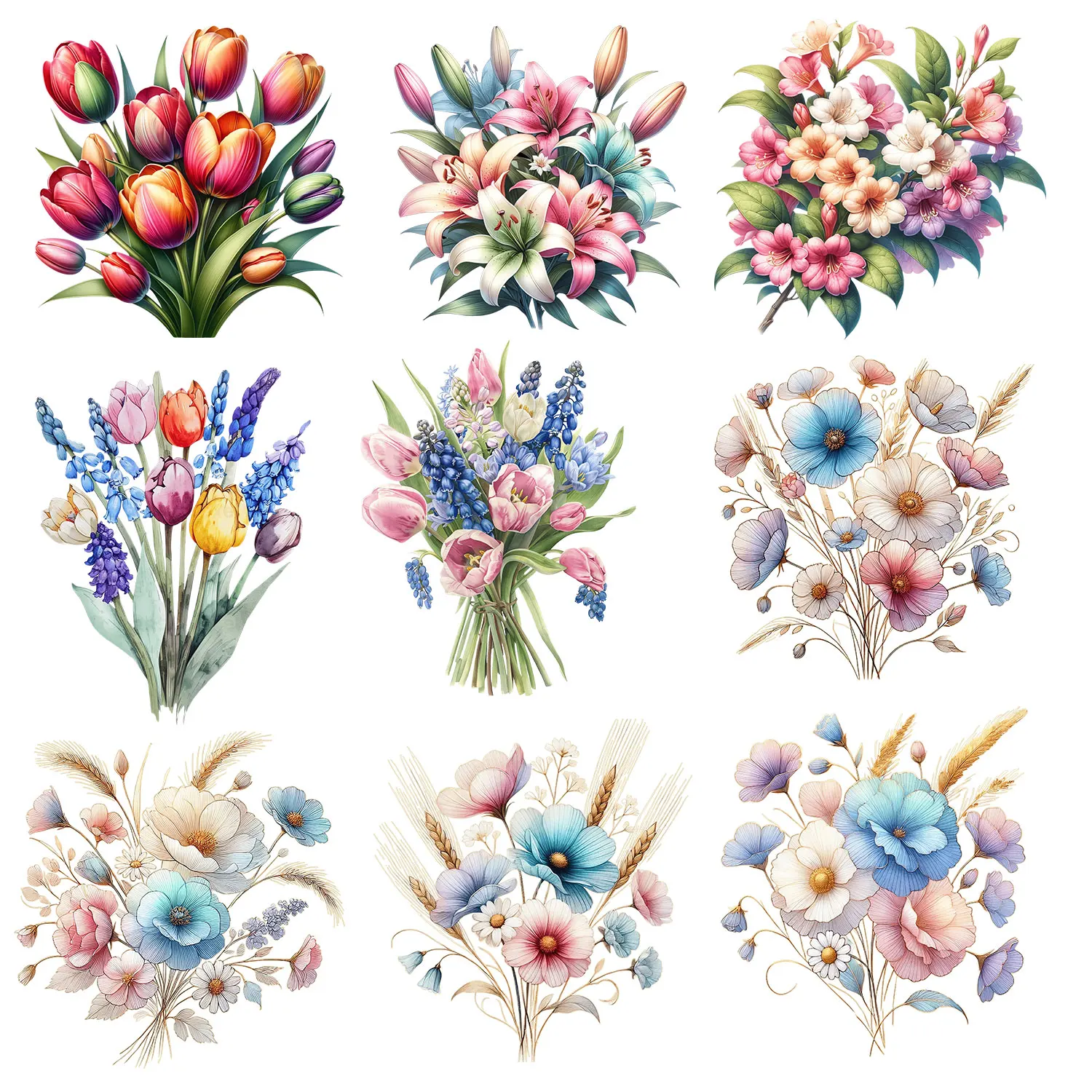 Тюльпаны красочный букет цветов железные наклейки нашивки для одежды не