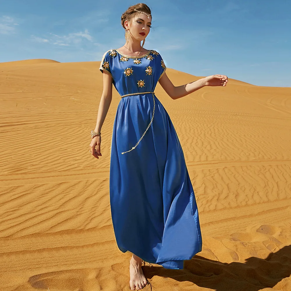 Ramadan Eid Mubarak Satin Abaya Dubai Evening Dresses For Women Turkey Islam Pakistan Arabic Muslim Long Dress Kaftan Robe Femme