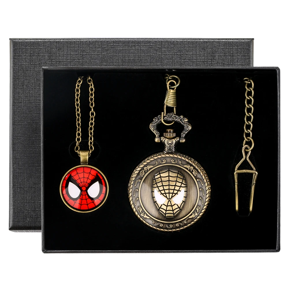Birthday Gifts Pocket Watch Sets Quartz Fob Chain Pocket Clock Vintage Fashion Pendant Necklace Box Set Present for Men Boy