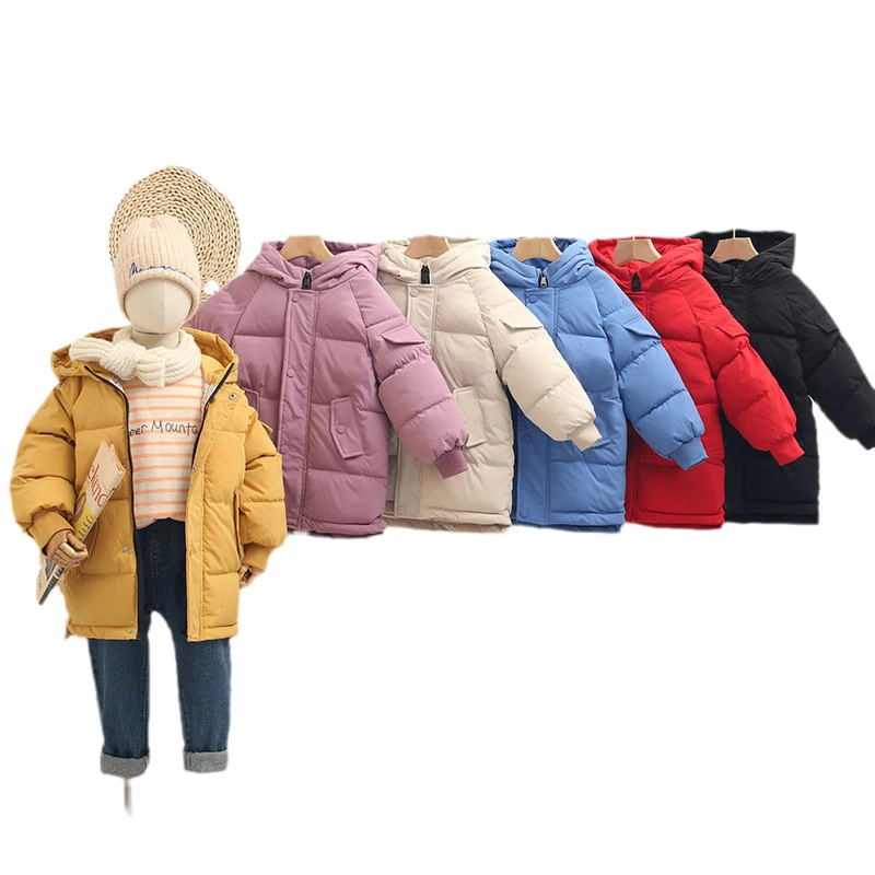 

2-12Y Russia Winter Kids Warm Parka Coats Young Children Cotton Down Thicken Long Jackets Teenage Boys Girls Outerwear Overcoats