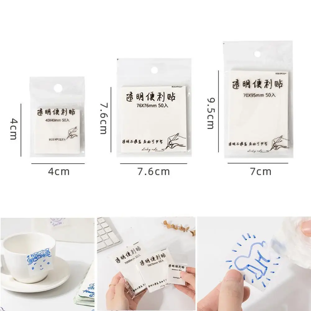 

50 листов, милые наклейки для записей в стиле Ins, Простые Супер липкие блокноты для записей, украшения, школьные и офисные принадлежности