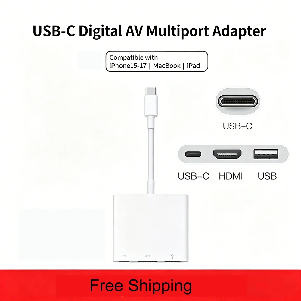 Фото Многофункциональный USB-C хаб 3-в-1: HDMI-совместимый 4K, USB 3.1 Type-C на USB 3.0, адаптер для зарядки MacBook Air 12, конвертер №1