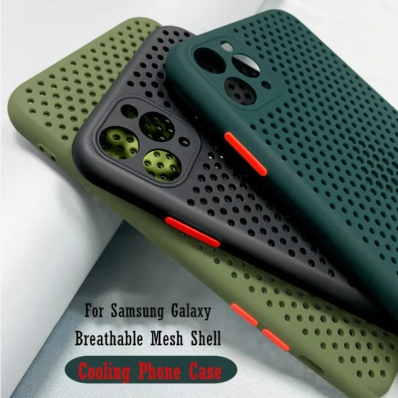 

Cool Case For Samsung Galaxy S21 S20 Ultra Plus A12 M12 A21S A32 A50 A50S A30S A70 A51 A71 A52 A72 Breath Mesh Cover Shell