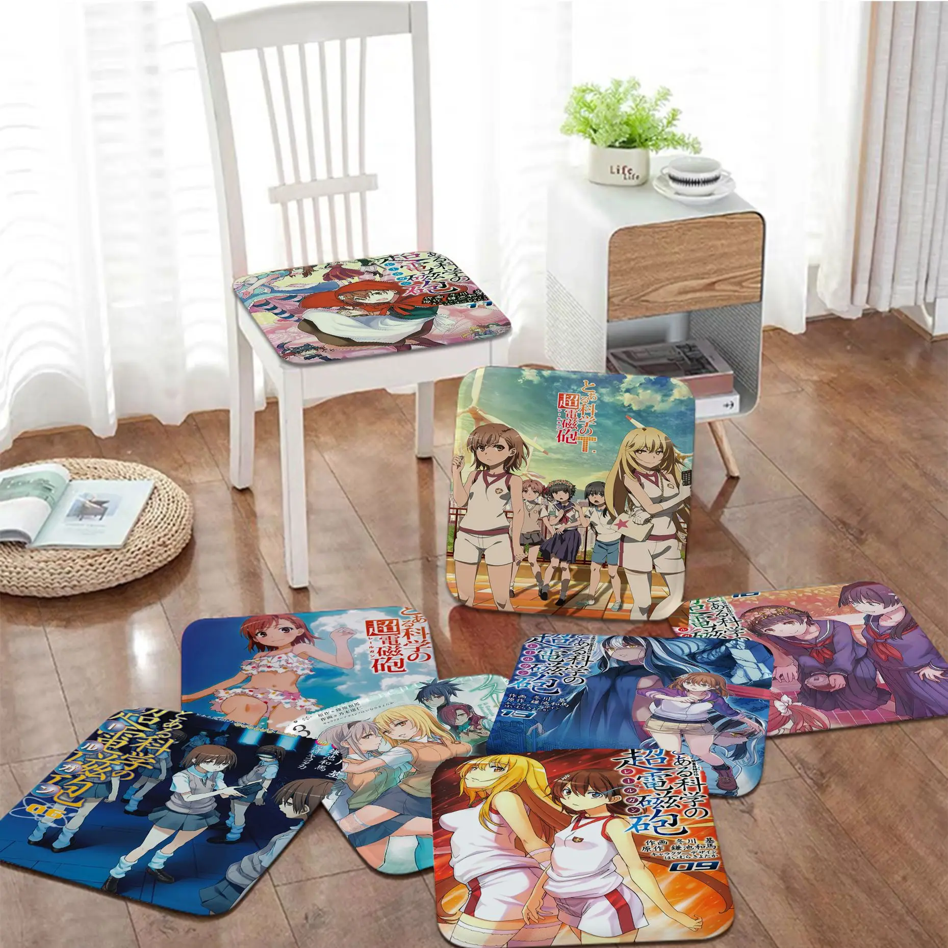 

Toaru Kagaku No Railgun T Square Meditation Cushion Stool Pad Dining Chair Tatami Seat Cushion Anti-Slip Stool Seat Mat