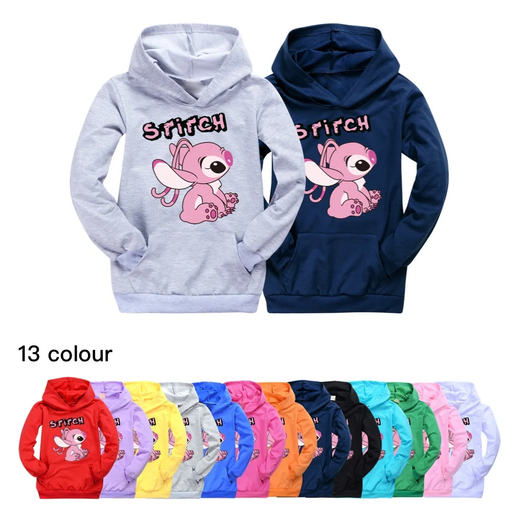

Disney Stitch Kids Clothes Girls 2 To 16 Teenage Children's Wear Hooded Top Sweatershirt Graphic T Shirts Boy Kawaii Clothing
