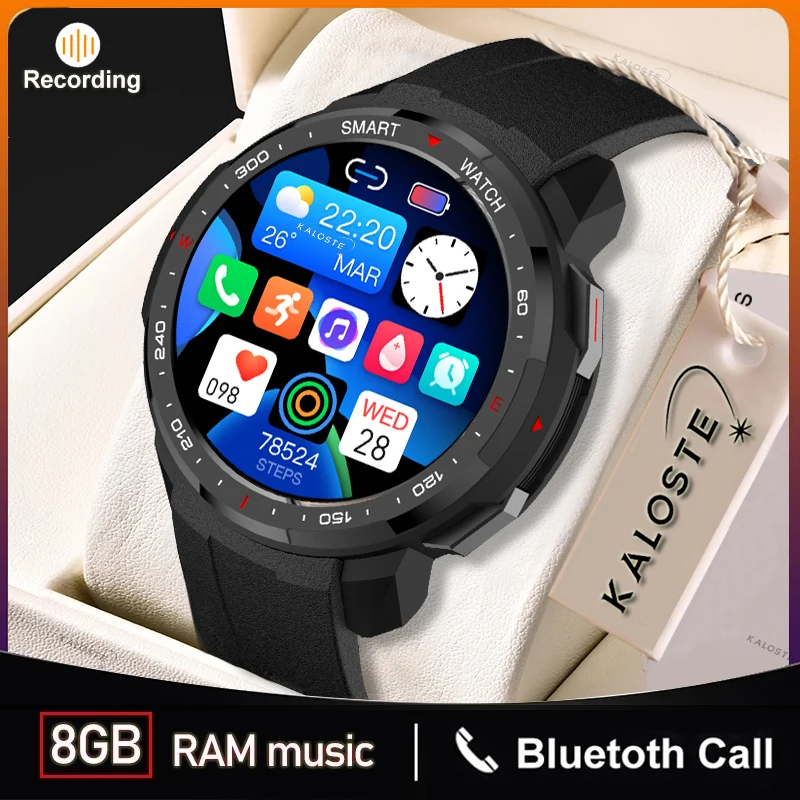 

KALOSTE Bluetooth Call Smart Watch Mens 8G ROM TWS Local Music Smart watch For Huawei Xiaomi Phone Recording Sport Fitness Clock
