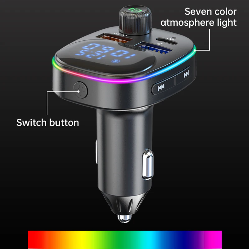 Автомобильный MP3-плеер Bluetooth 5 0 FM-передатчик QC/PD3.0 20 Вт USB C Быстрое зарядное