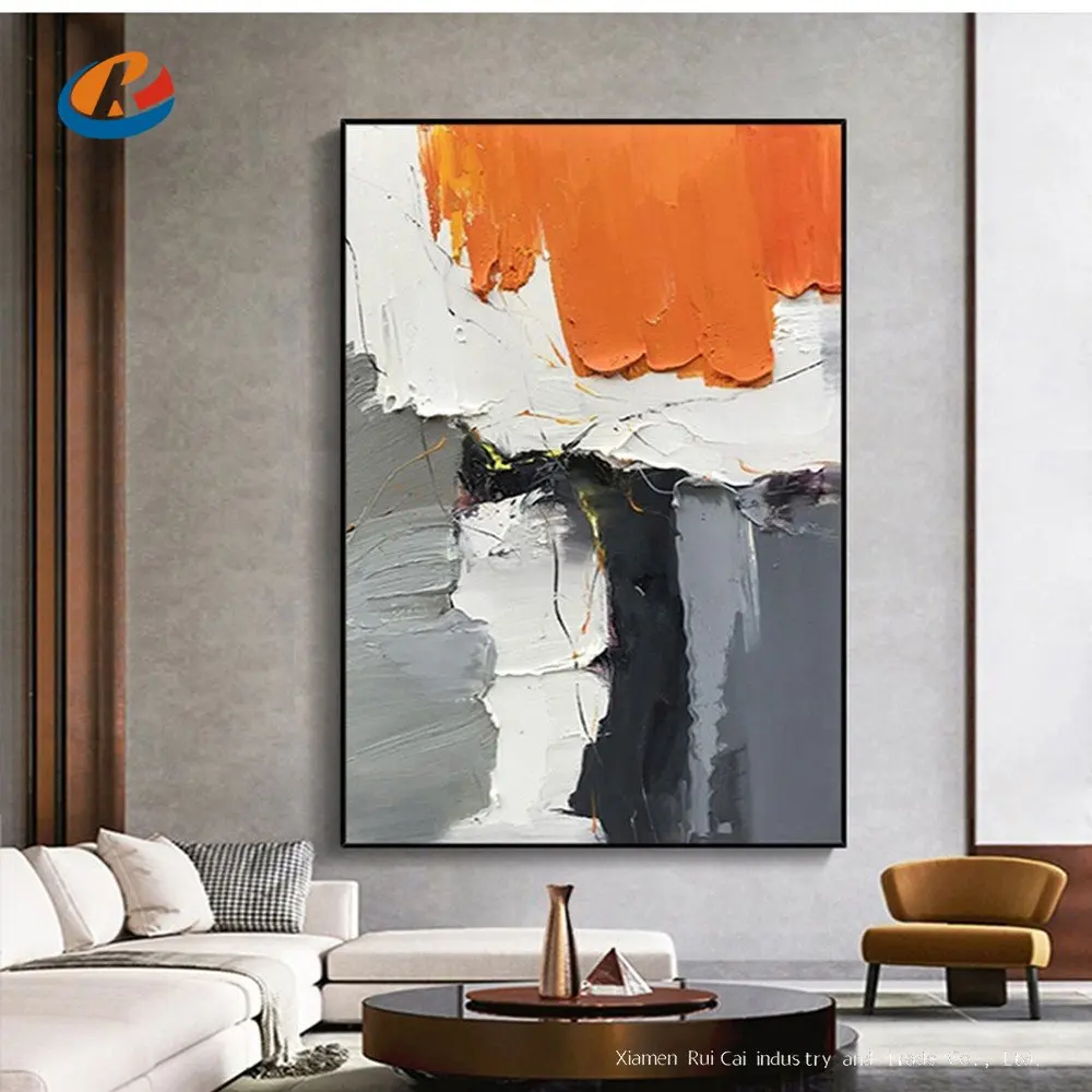 

Liquid Orange Oil Painting Abstract Handmade Canvas Decorative Mural Unframe Acrylic Hanging For Living Room Bedroom Wall Art