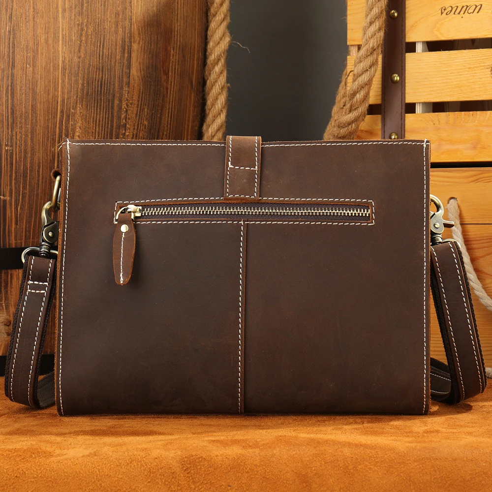 

New Vintage Leather Men's Shoulder Bag Small Type Casual Crossbody Bag Shoulder Leather School Travel for 9.7 Inch 3009