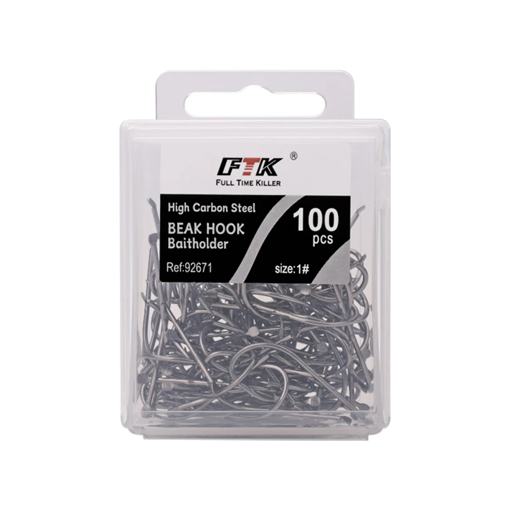 Рыболовные крючки FTK 100 шт. морские рыболовные приманки с зазубринами хвостовик