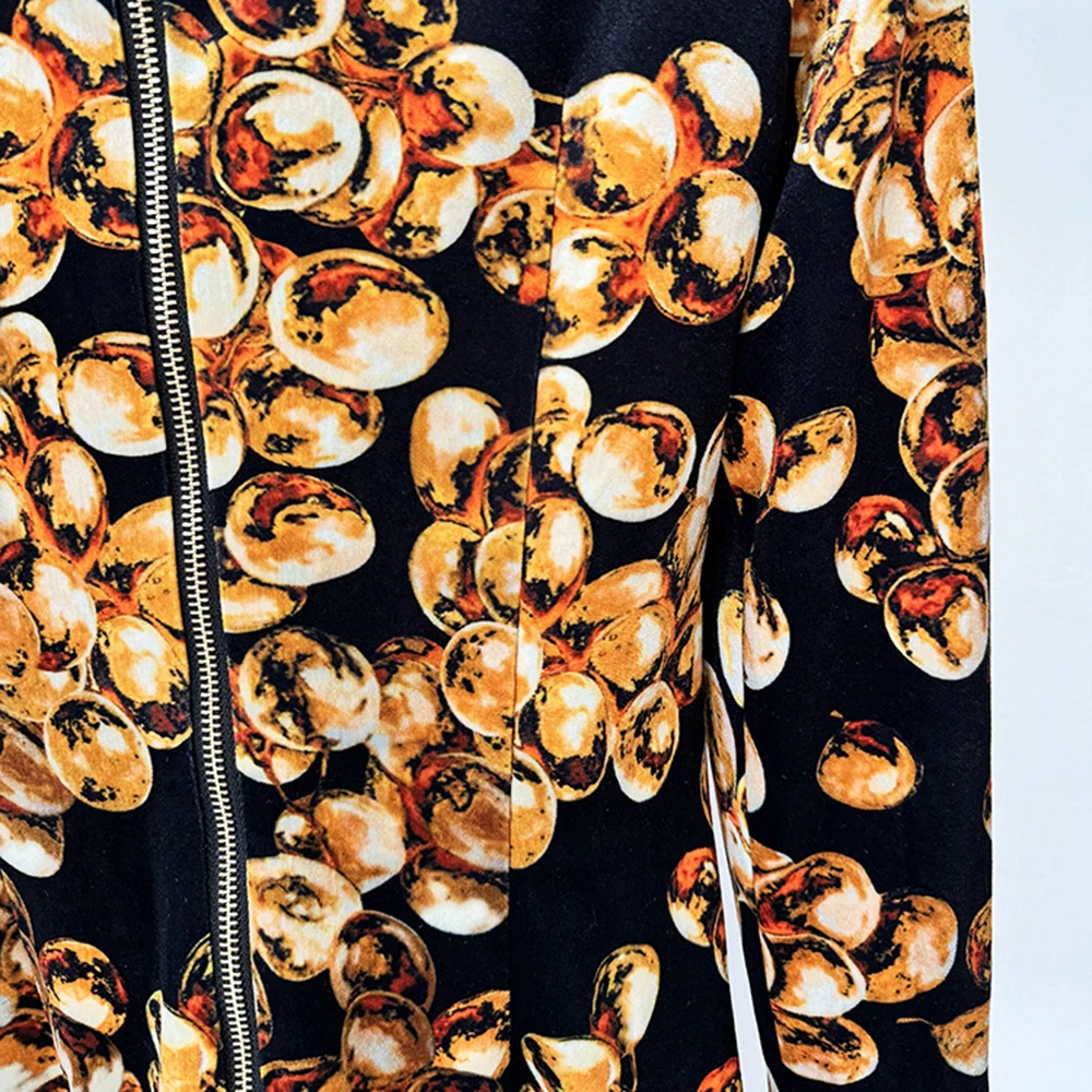 TWOTWINSTYLE платье с цветным принтом для женщин воротник-стойка длинный рукав высокая