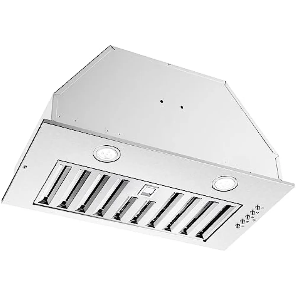 

Stainless Steel Baffle filters, GU10 LED Lights, 3 Speed Exhaust Fan, Push Button Control