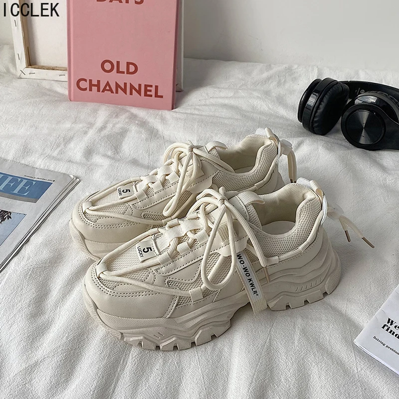 Женские Дизайнерские кроссовки на платформе Нескользящая дышащая светильник