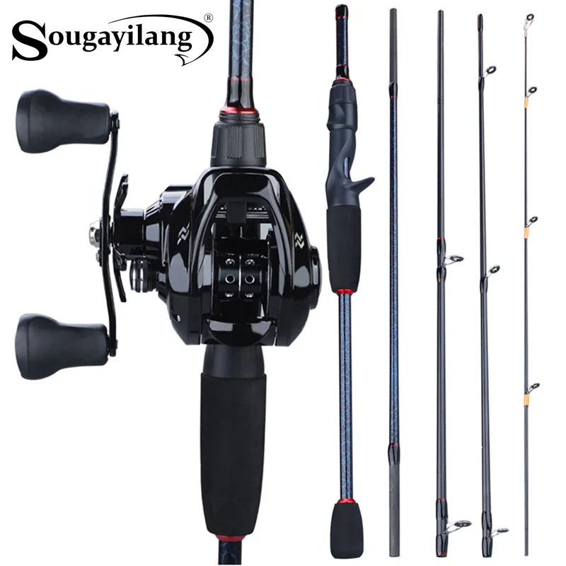 

Sougayilang 1.8m- 2.4m Casting Fishing Rod Combo Portable 5 Section Fishing Rod and 12+1BB 7.0:1 Gear Ratio Baitcasting Reel