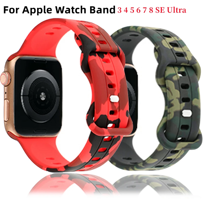

Silicone Strap For Apple Watch Band 49mm 45mm 44mm 40mm 38mm Watchband Apple Watch Bracelet iwatch Series 3 4 5 6 7 8 SE Ultra