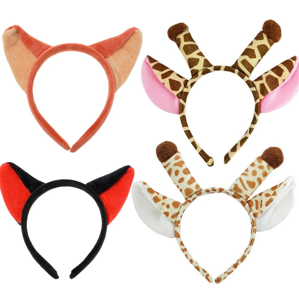 

Cartoon Anime Headpiece Fluffy Plush Giraffe Ears Headband Female Girl Lolita Cosplay Props Chriatmas Halloween Party Hair Hoop